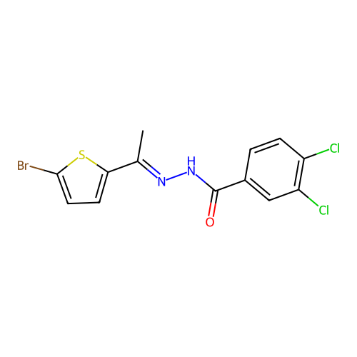 N'-[1-(5-bromo-2-thienyl)ethylidene]-3,4-dichlorobenzohydrazide structure