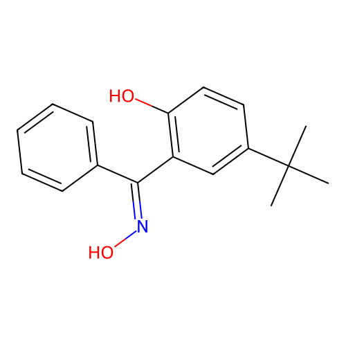 [5-(Tert-butyl)-2-hydroxyphenyl](phenyl)methanoneoxime structure