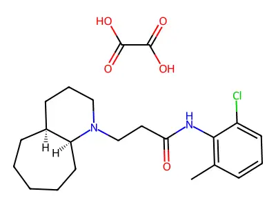 1H-Cyclohepta(b)pyridine-1-propanamide, N-(2-chloro-6-methylphenyl)decahydro-, cis-, ethanedioate (1:1) structure