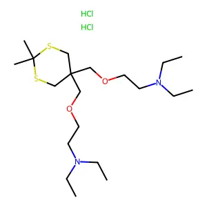 Ethanamine, 2,2'-((2,2-dimethyl-1,3-dithian-5-ylidene)bis(methyleneoxy)bis(N,N-diethyl-, dihydrochloride structure