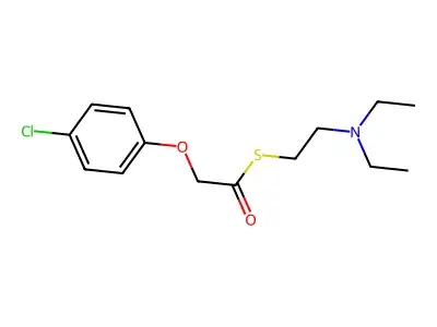 Ethanethioic acid, (4-chlorophenoxy)-, S-(2-(diethylamino)ethyl) ester structure