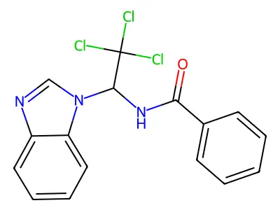 N-[1-(1H-1,3-benzodiazol-1-yl)-2,2,2-trichloroethyl]benzamide structure