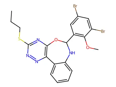 6-(3,5-dibromo-2-methoxyphenyl)-3-propylsulfanyl-6,7-dihydro-[1,2,4]triazino[5,6-d][3,1]benzoxazepine structure