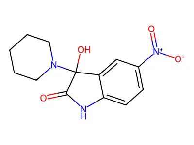 3-hydroxy-5-nitro-3-piperidin-1-yl-1H-indol-2-one structure