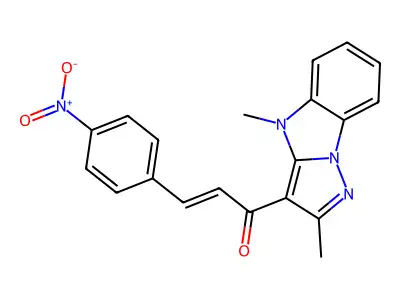 (E)-1-(2,4-dimethylpyrazolo[1,5-a]benzimidazol-3-yl)-3-(4-nitrophenyl)prop-2-en-1-one structure