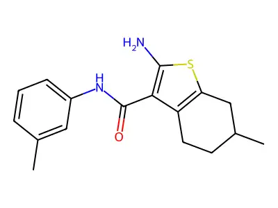 2-amino-6-methyl-N-(3-methylphenyl)-4,5,6,7-tetrahydro-1-benzothiophene-3-carboxamide structure