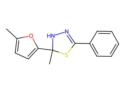 2-Methyl-2-(5-methylfuran-2-yl)-5-phenyl-2,3-dihydro-1,3,4-thiadiazole structure