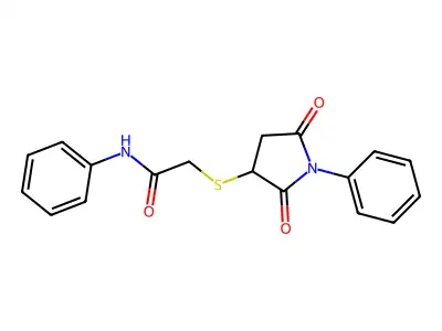 2-[(2,5-dioxo-1-phenylpyrrolidin-3-yl)sulfanyl]-N-phenylacetamide structure
