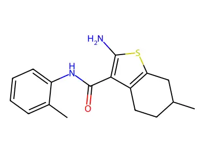 2-amino-6-methyl-N-(2-methylphenyl)-4,5,6,7-tetrahydro-1-benzothiophene-3-carboxamide structure