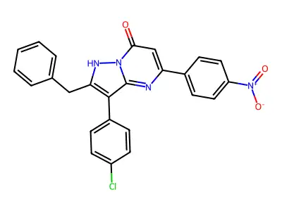 2-benzyl-3-(4-chlorophenyl)-5-(4-nitrophenyl)pyrazolo[1,5-a]pyrimidin-7(4H)-one structure