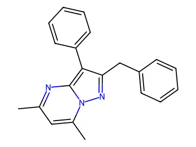 2-Benzyl-5,7-dimethyl-3-phenylpyrazolo[1,5-a]pyrimidine structure