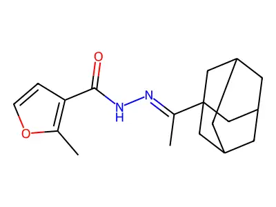 N-[1-(1-adamantyl)ethylideneamino]-2-methyl-3-furamide structure
