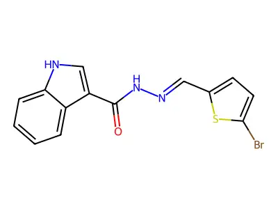N-[(5-bromothiophen-2-yl)methylideneamino]-1H-indole-3-carboxamide structure