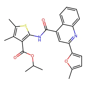 propan-2-yl 4,5-dimethyl-2-[[2-(5-methylfuran-2-yl)quinoline-4-carbonyl]amino]thiophene-3-carboxylate structure