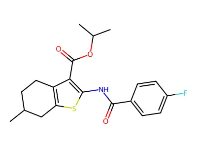 propan-2-yl 2-[(4-fluorobenzoyl)amino]-6-methyl-4,5,6,7-tetrahydro-1-benzothiophene-3-carboxylate structure
