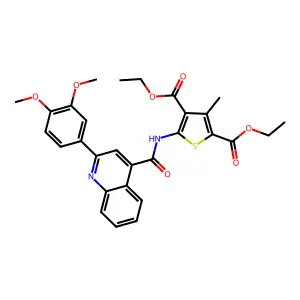 diethyl 5-[[2-(3,4-dimethoxyphenyl)quinoline-4-carbonyl]amino]-3-methylthiophene-2,4-dicarboxylate structure