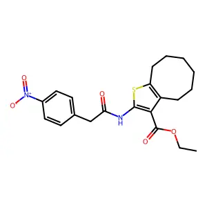 ethyl 2-[[2-(4-nitrophenyl)acetyl]amino]-4,5,6,7,8,9-hexahydrocycloocta[b]thiophene-3-carboxylate structure