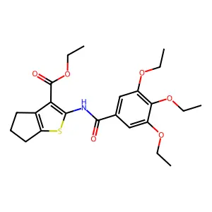 ethyl 2-[(3,4,5-triethoxybenzoyl)amino]-5,6-dihydro-4H-cyclopenta[b]thiophene-3-carboxylate structure