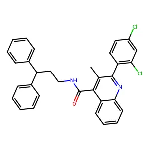 2-(2,4-dichlorophenyl)-N-(3,3-diphenylpropyl)-3-methylquinoline-4-carboxamide structure
