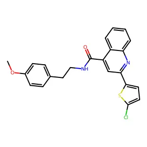 2-(5-chlorothiophen-2-yl)-N-[2-(4-methoxyphenyl)ethyl]quinoline-4-carboxamide structure