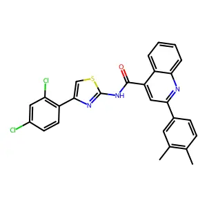N-[4-(2,4-dichlorophenyl)-1,3-thiazol-2-yl]-2-(3,4-dimethylphenyl)quinoline-4-carboxamide structure