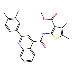 methyl 2-[[2-(3,4-dimethylphenyl)quinoline-4-carbonyl]amino]-4,5-dimethylthiophene-3-carboxylate structure