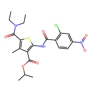 propan-2-yl 2-[(2-chloro-4-nitrobenzoyl)amino]-5-(diethylcarbamoyl)-4-methylthiophene-3-carboxylate structure