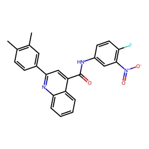 2-(3,4-dimethylphenyl)-N-(4-fluoro-3-nitrophenyl)quinoline-4-carboxamide structure