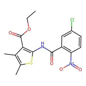 Ethyl 2-(5-chloro-2-nitrobenzamido)-4,5-dimethylthiophene-3-carboxylate structure