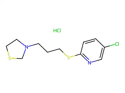 Thiazolidine, 3-(3-(5-chloro-2-pyridyl)thiopropyl)-, hydrochloride structure