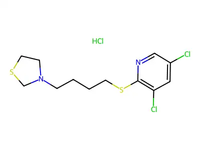 Thiazolidine, 3-(4-(3,5-dichloro-2-pyridyl)thiobutyl)-, hydrochloride structure