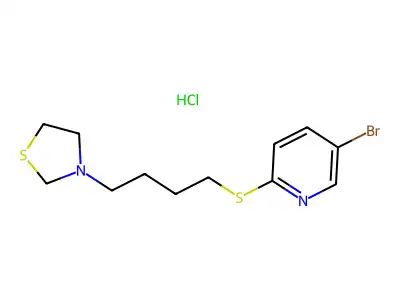 Thiazolidine, 3-(4-(5-bromo-2-pyridyl)thiobutyl)-, hydrochloride structure