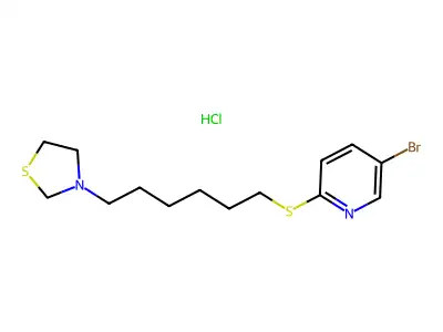 Thiazolidine, 3-(6-(5-bromo-2-pyridyl)thiohexyl)-, hydrochloride structure