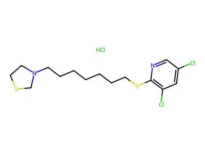 Thiazolidine, 3-(7-(3,5-dichloro-2-pyridyl)thioheptyl)-, hydrochloride structure