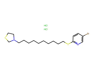 Thiazolidine, 3-(10-(5-bromo-2-pyridyl)thiodecyl)-, dihydrochloride structure