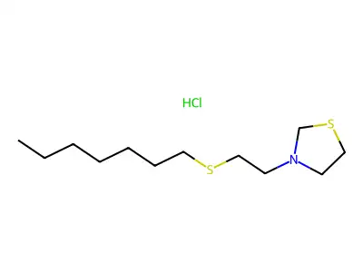 Thiazolidine, 3-(2-(heptylthio)ethyl)-, hydrochloride structure