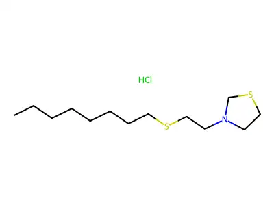 Thiazolidine, 3-(2-(octylthio)ethyl)-, hydrochloride structure