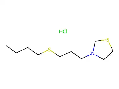 Thiazolidine, 3-(3-(butylthio)propyl)-, hydrochloride structure