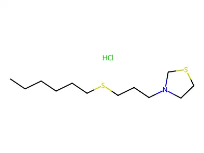 Thiazolidine, 3-(3-(hexylthio)propyl)-, hydrochloride structure