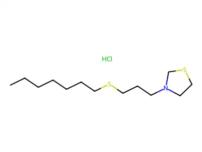 Thiazolidine, 3-(3-(heptylthio)propyl)-, hydrochloride structure