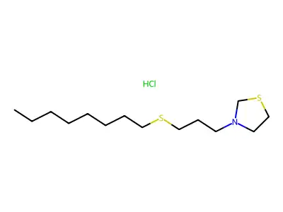 Thiazolidine, 3-(3-(octylthio)propyl)-, hydrochloride structure