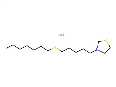 Thiazolidine, 3-(5-(heptylthio)pentyl)-, hydrochloride structure