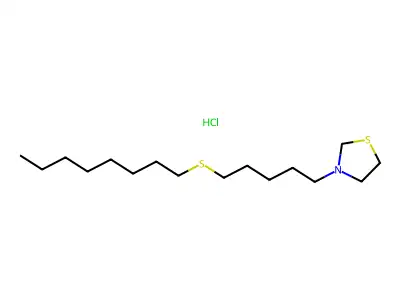 Thiazolidine, 3-(5-(octylthio)pentyl)-, hydrochloride structure