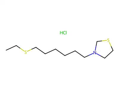 Thiazolidine, 3-(6-(ethylthio)hexyl)-, hydrochloride structure