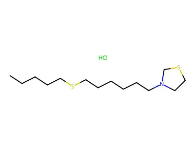 Thiazolidine, 3-(6-(pentylthio)hexyl)-, hydrochloride structure