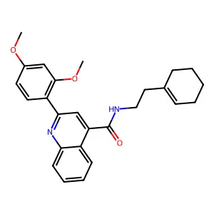 N-[2-(cyclohex-1-en-1-yl)ethyl]-2-(2,4-dimethoxyphenyl)quinoline-4-carboxamide structure