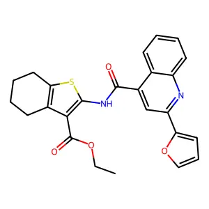 ethyl 2-[[2-(furan-2-yl)quinoline-4-carbonyl]amino]-4,5,6,7-tetrahydro-1-benzothiophene-3-carboxylate structure