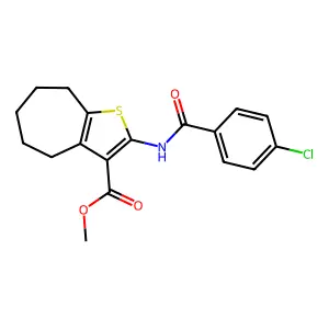 methyl 2-[(4-chlorobenzoyl)amino]-5,6,7,8-tetrahydro-4H-cyclohepta[b]thiophene-3-carboxylate structure
