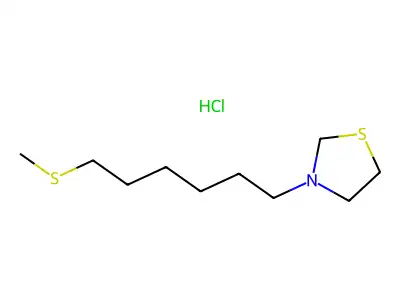 Thiazolidine, 3-(6-(methylthio)hexyl)-, hydrochloride structure