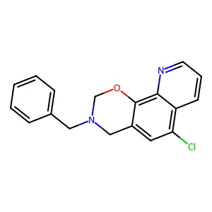 3-Benzyl-6-chloro-3,4-dihydro-2H-(1,3)oxazino(5,6-h)quinoline structure